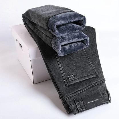 Fleece lined classic denim jeans for men | Kellan -6