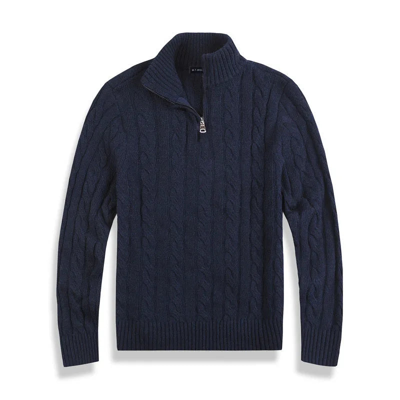 Knit cable-knit quart zip sweater for men | Henri -4