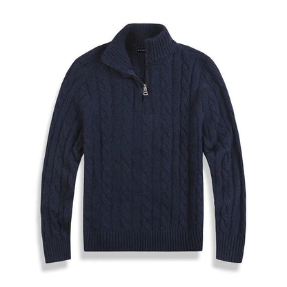 Knit cable-knit quart zip sweater for men | Henri -4