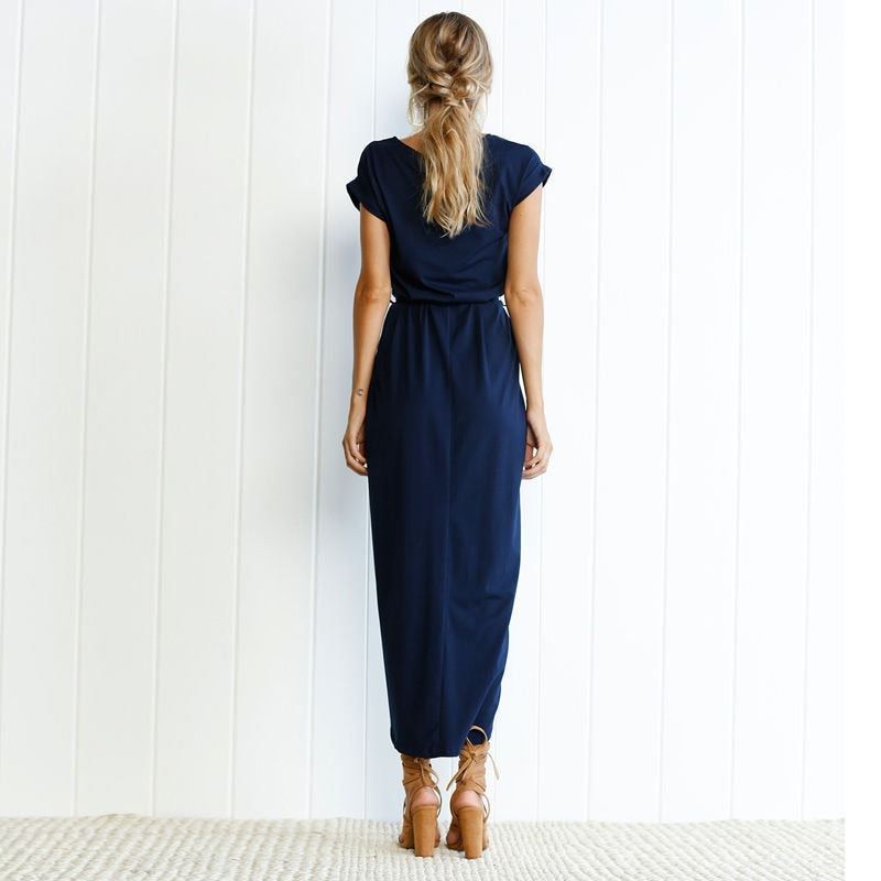 Mi-long slit belt dress for women | Zelie -4