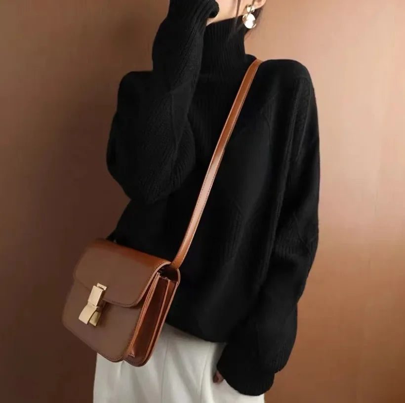 Allegra diamond knit cashmere sweater for women | Celestine -6