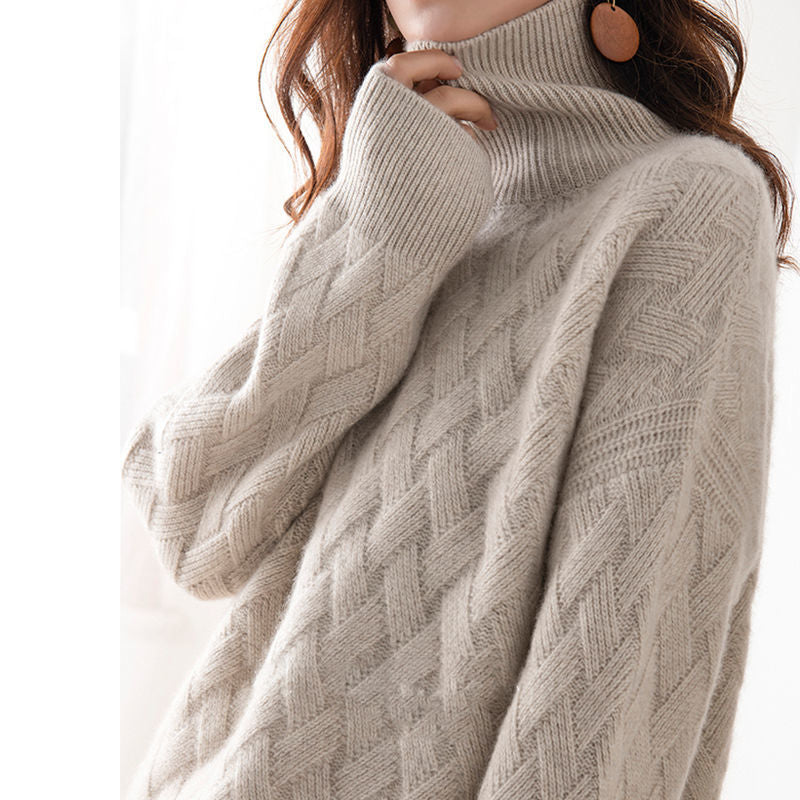 Oversized knit sweater turtleneck for women | Elowen -2