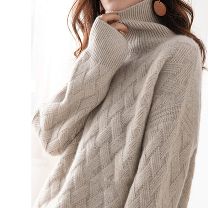 Oversized knit sweater turtleneck for women | Elowen -2