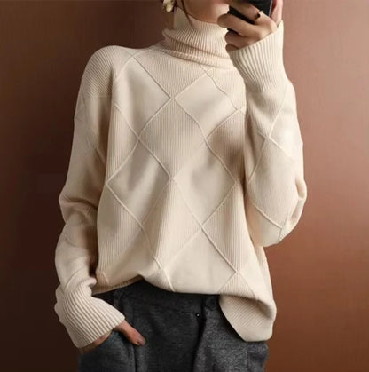 Allegra diamond knit cashmere sweater for women | Celestine -1