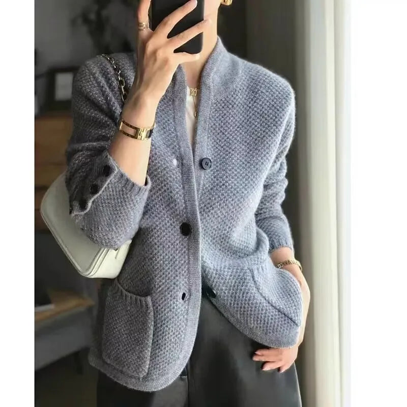 Soft neck cardigan for women | Grace Half -5