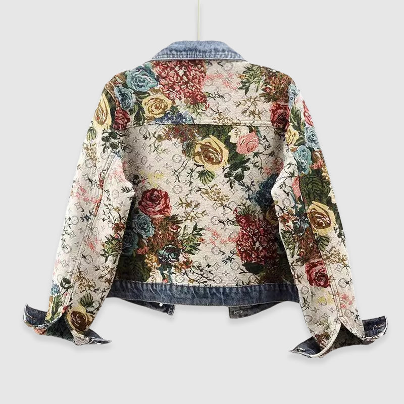 Accent button jacket for women | Floral -2