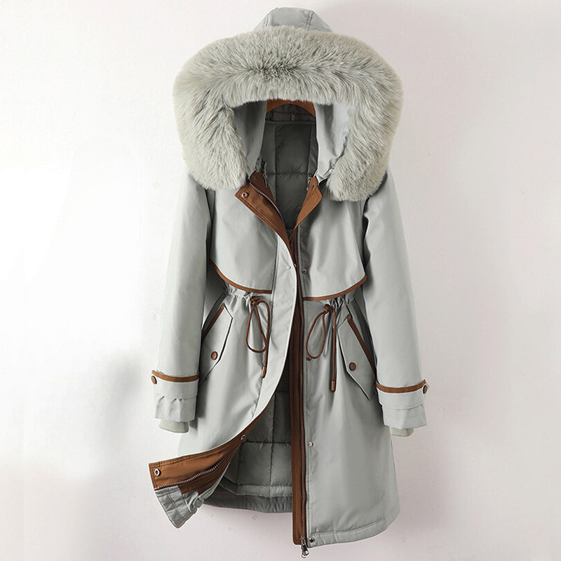 Elegant long winter hooded coat for women | Elowen -4