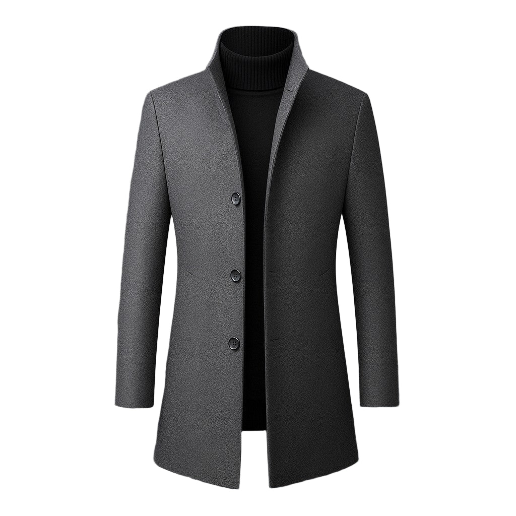 Classic high collar single-breasted coat for men | Adrien -3