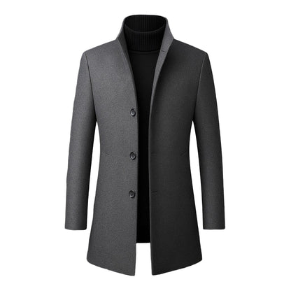 Classic high collar single-breasted coat for men | Adrien -3