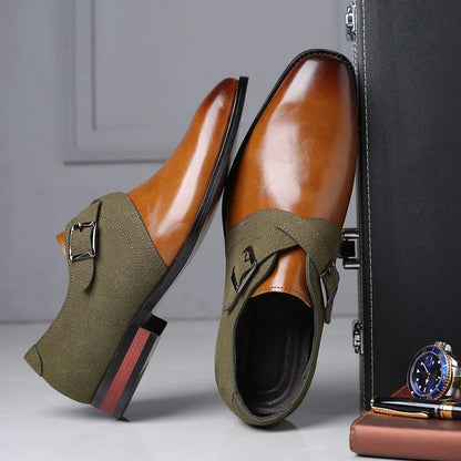Double buckle polished finish loafers for men | Elric -1