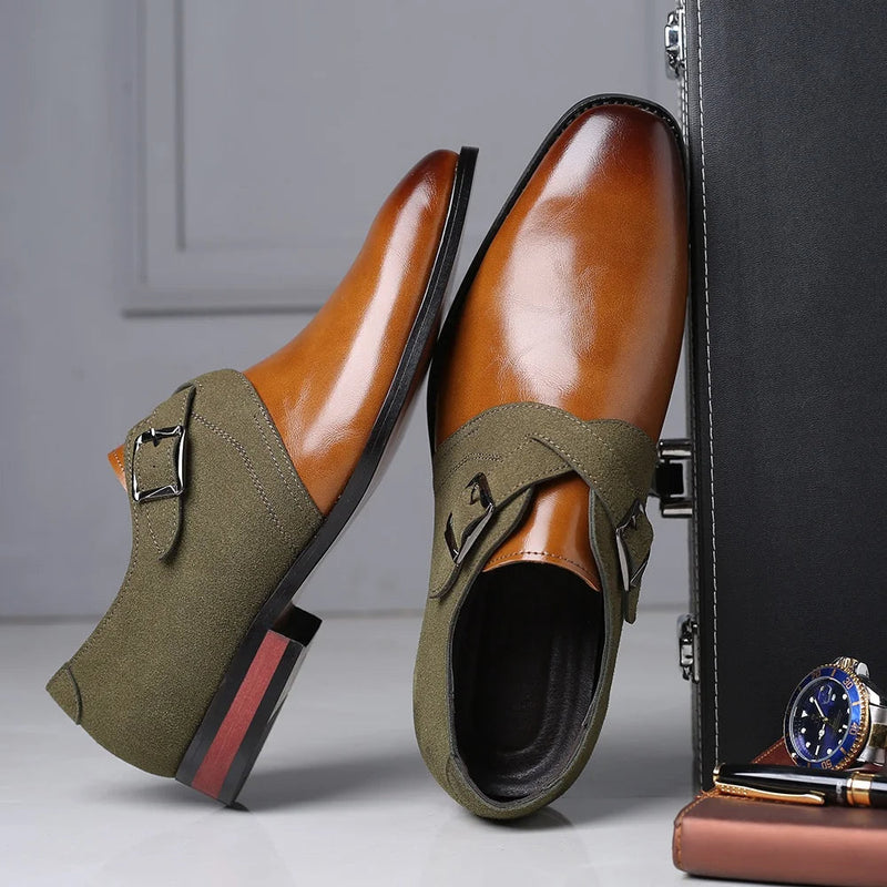Double buckle polished finish loafers for men | Elric -1