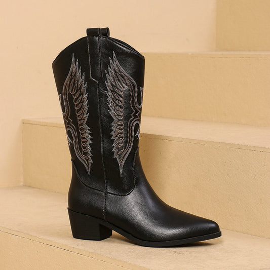 Cowboy heeled square inspiration western boots for women | Fiona -1