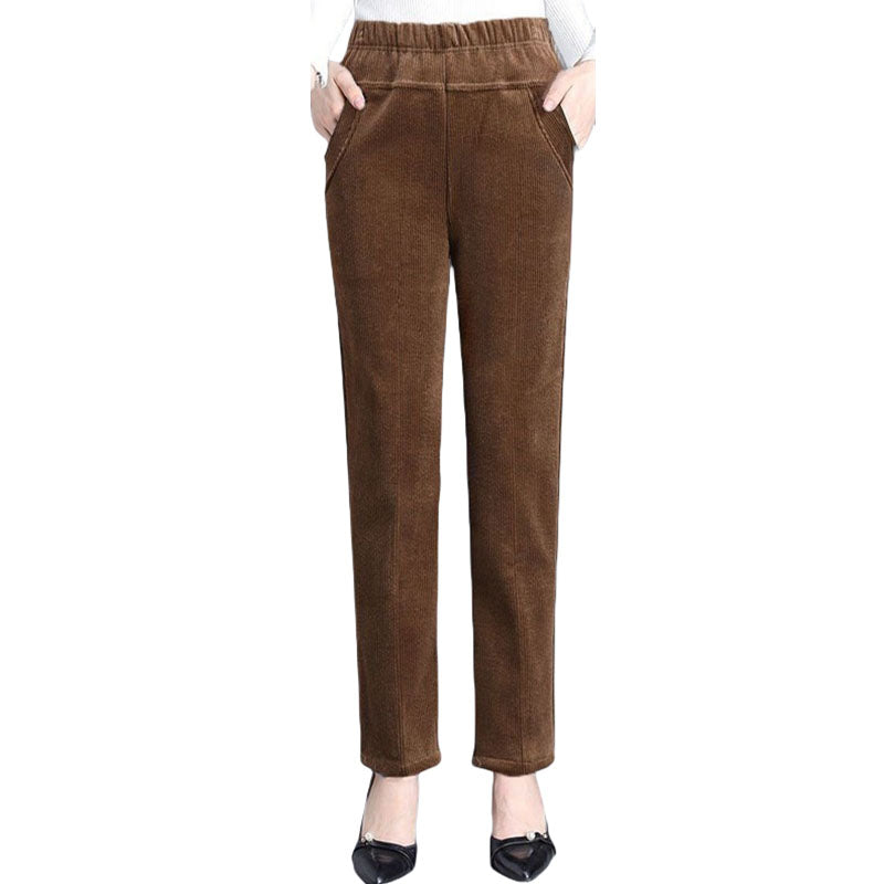 High-waisted comfortable cut trousers for women | Umber -4