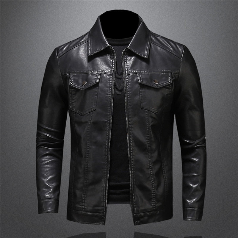 Faux leather style biker jacket for men | Dario -1