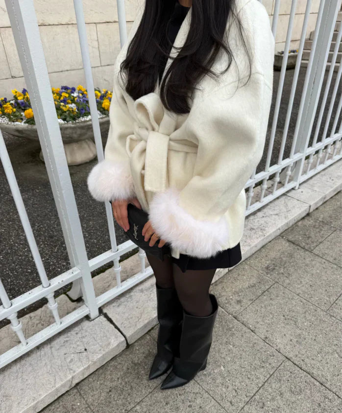 Elegant luxury coat for women | Cuffs Removables -7