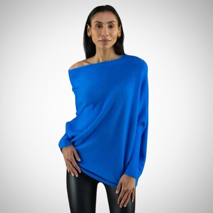 Asymmetric shoulders sweater for women | Bellamy -8