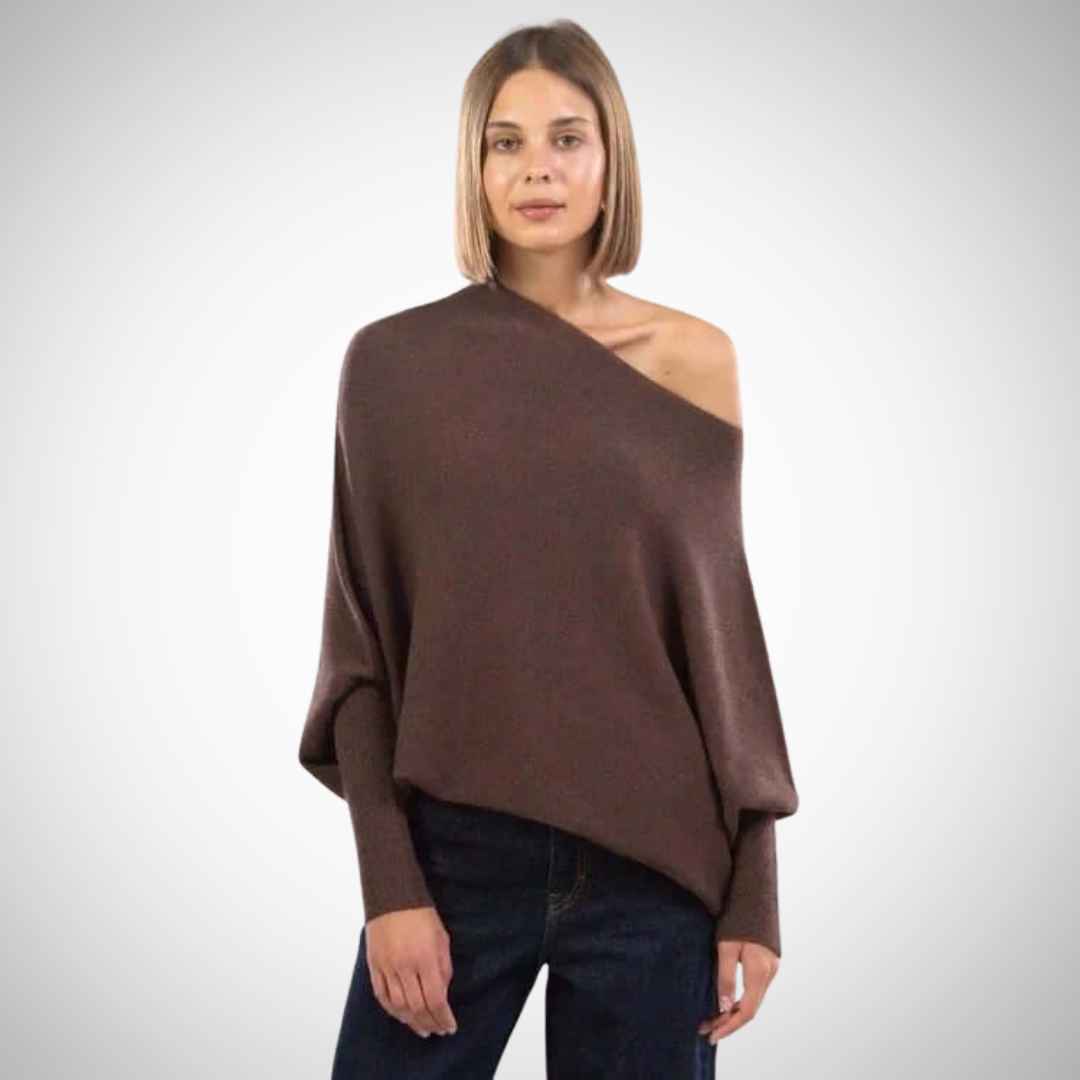 Asymmetric shoulders sweater for women | Bellamy -9