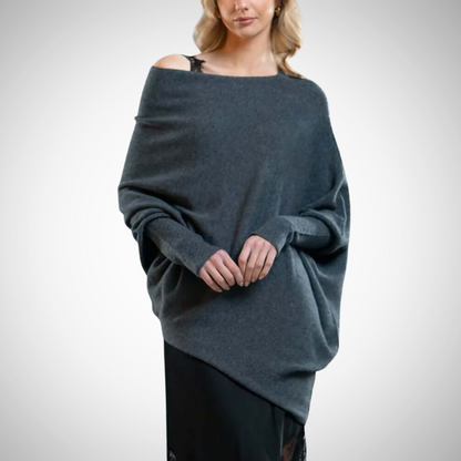 Asymmetric shoulders sweater for women | Bellamy -6