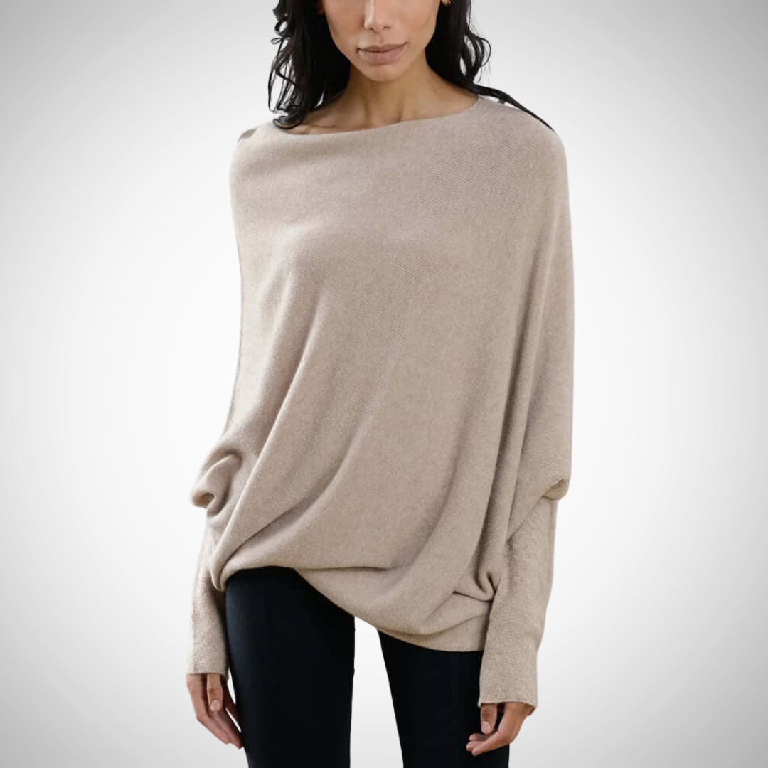 Asymmetric shoulders sweater for women | Bellamy -5