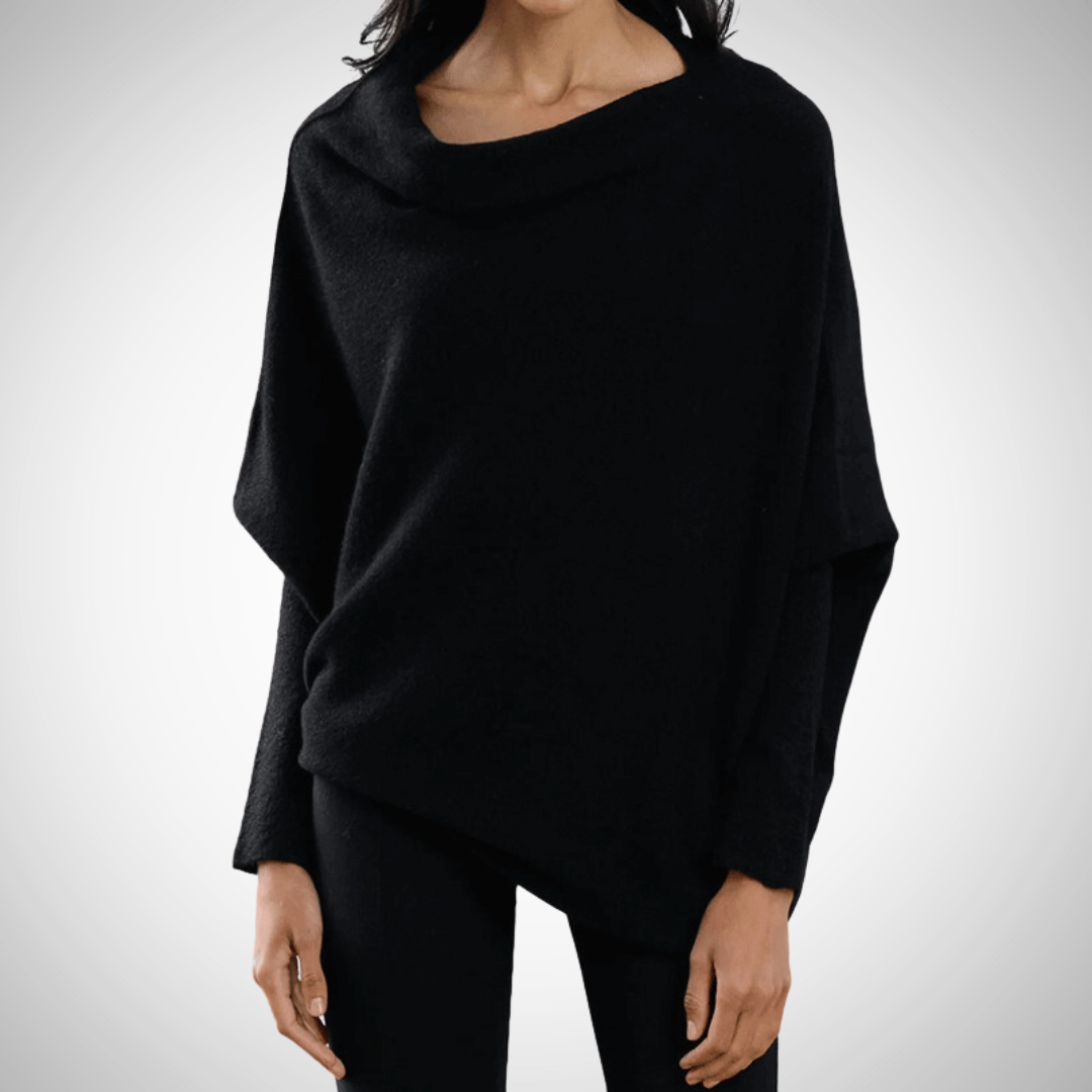 Asymmetric shoulders sweater for women | Bellamy -3