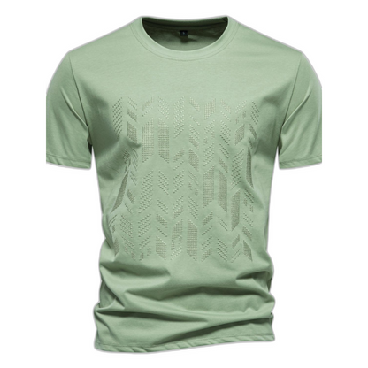 Round neck embroidered geometric t-shirt for men -1