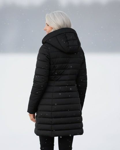 Quilted hooded cut flattering coat for women | Marielle -10