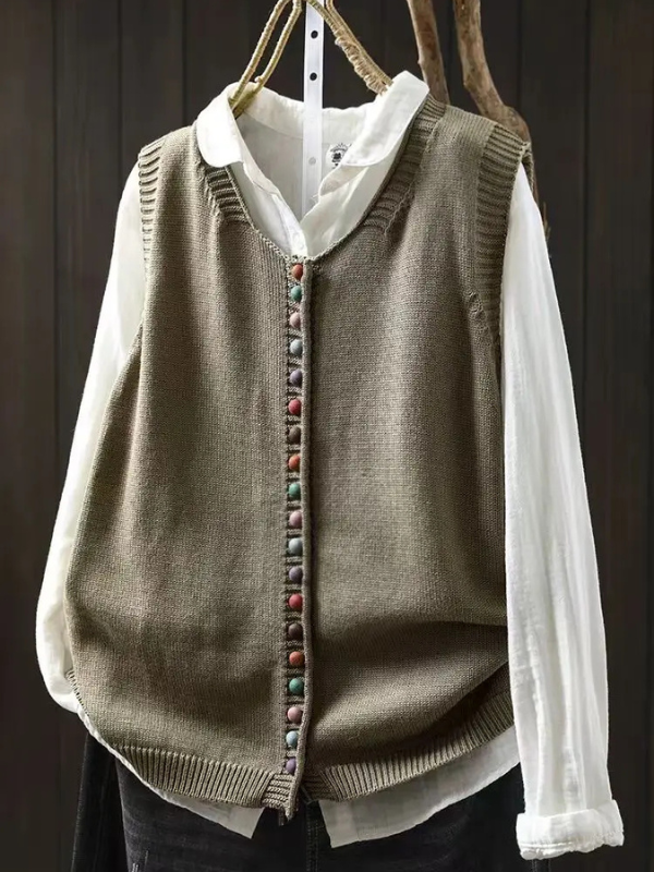 Soft button vest for women | Rosaline -4