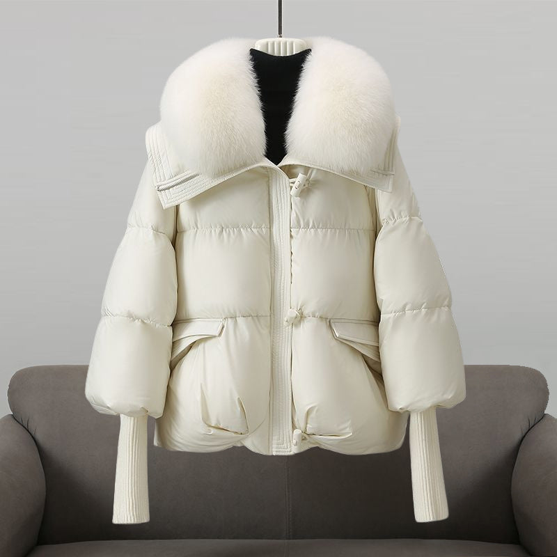 Length puffer statement collar jacket for women | Extended -2
