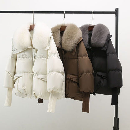 Length puffer statement collar jacket for women | Extended -5