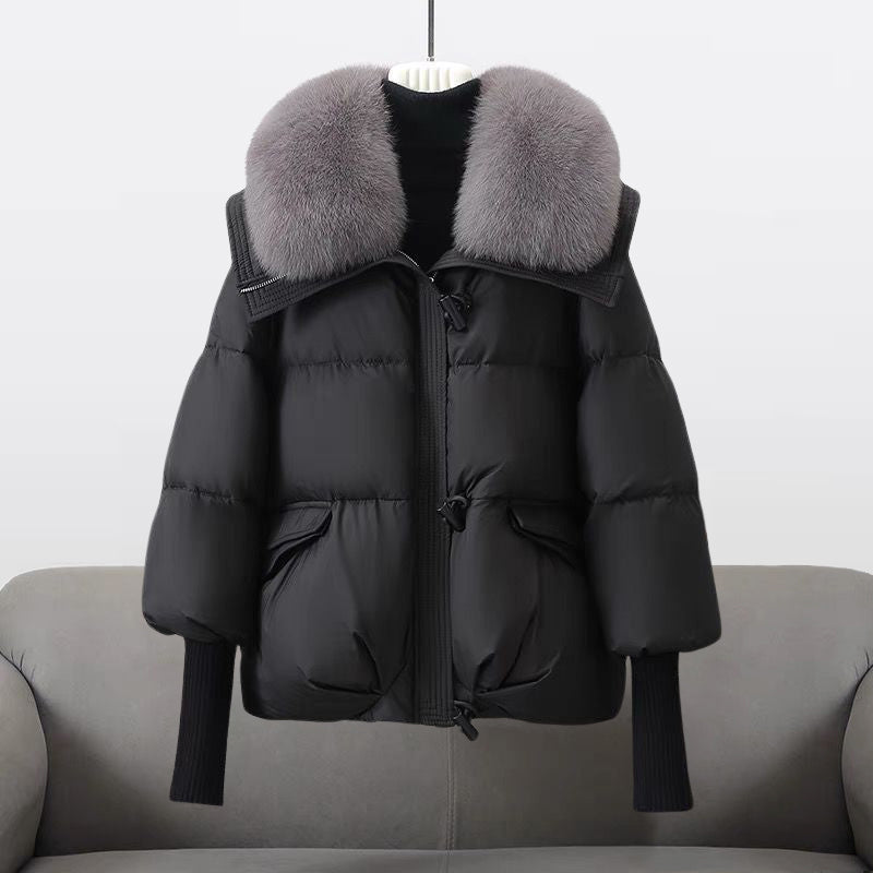 Length puffer statement collar jacket for women | Extended -1