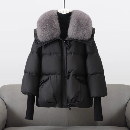 Length puffer statement collar jacket for women | Extended -1