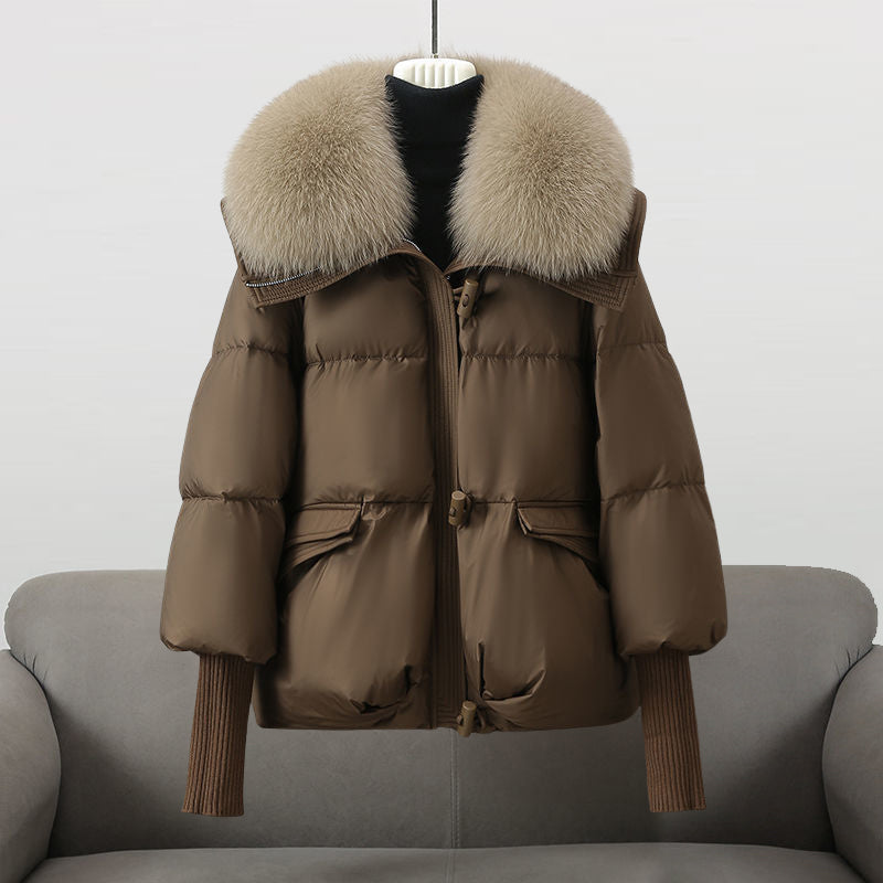 Length puffer statement collar jacket for women | Extended -3