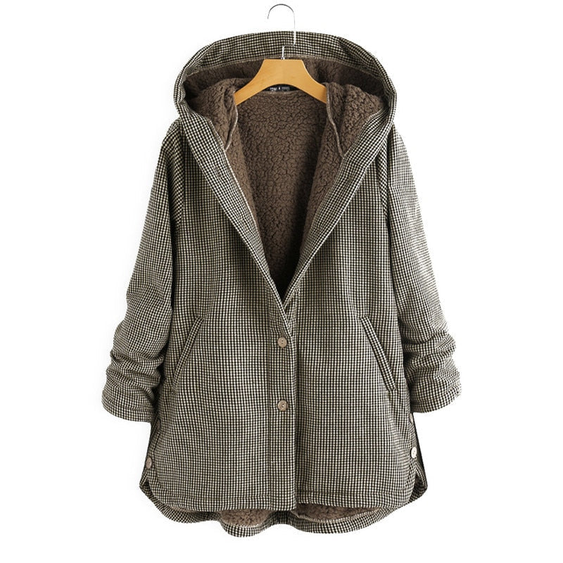 Winter vintage elegant hood jacket for women | Greta -1
