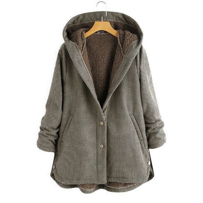 Winter vintage elegant hood jacket for women | Greta -1