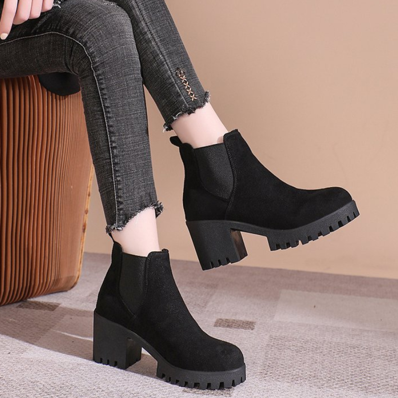 Ankle short sexy heeled square boots for women | Jocelyn -1
