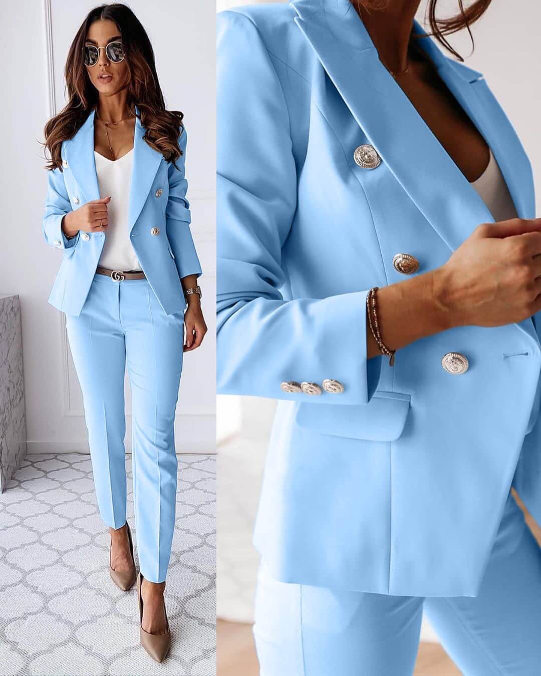 Women’s tailored pants suit set jacket for women | Elena -6