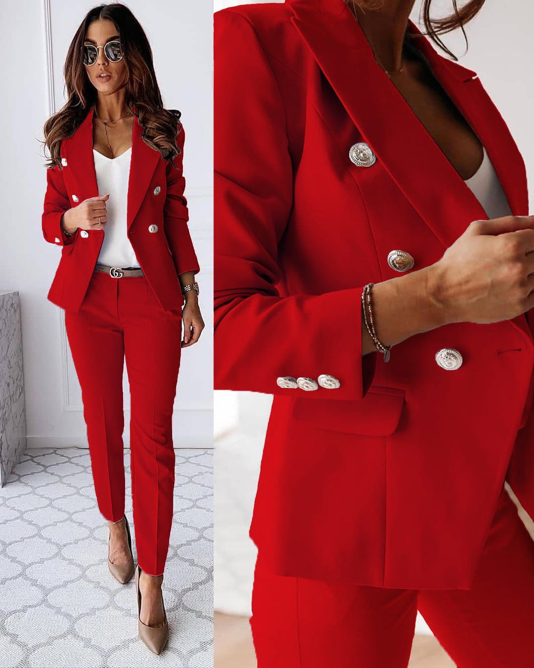 Women’s tailored pants suit set jacket for women | Elena -2