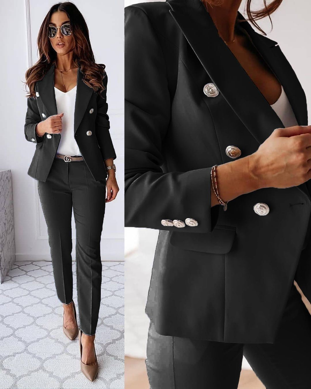Women’s tailored pants suit set jacket for women | Elena -1
