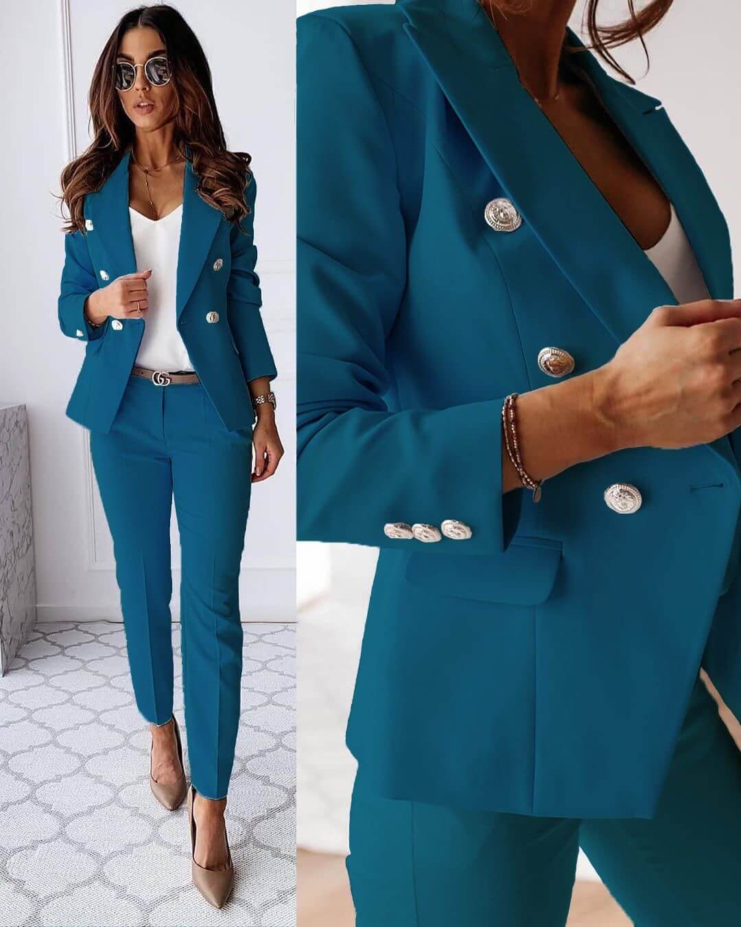 Women’s tailored pants suit set jacket for women | Elena -4