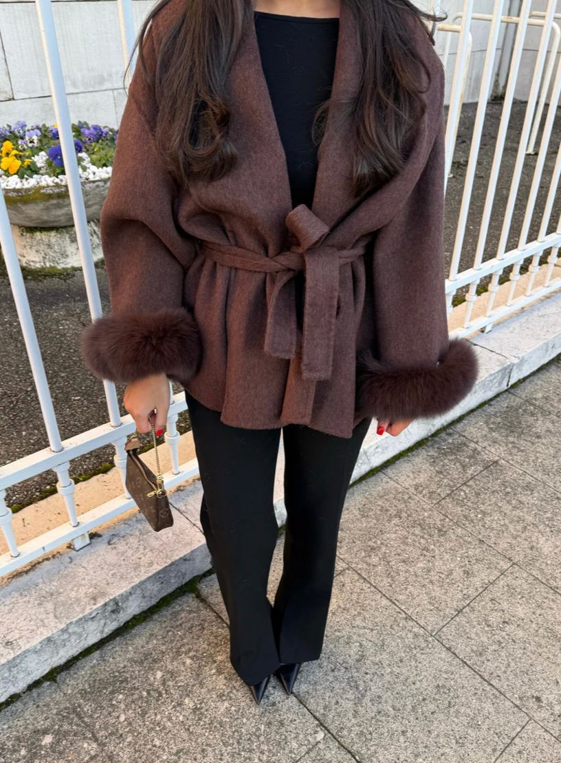 Elegant luxury coat for women | Cuffs Removables -16