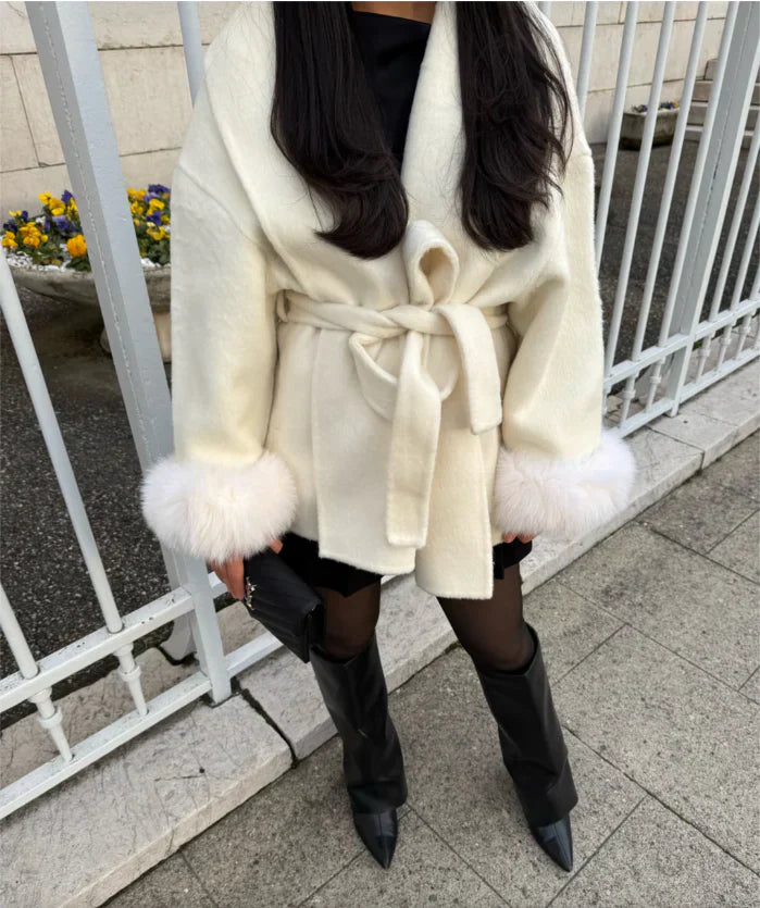Elegant luxury coat for women | Cuffs Removables -9