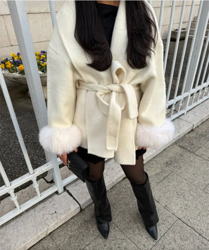 Elegant luxury coat for women | Cuffs Removables -9