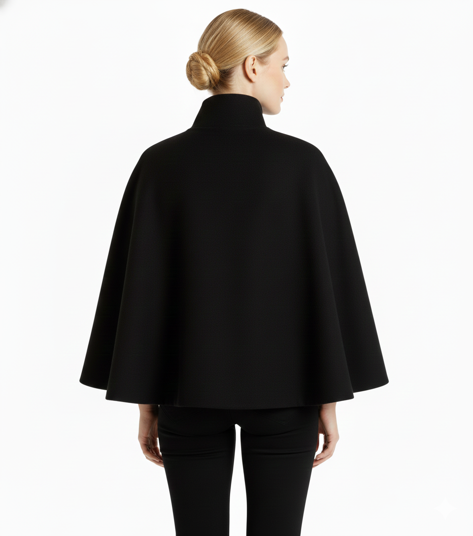 Long belted high collar relaxed coat for women | Elvire -10