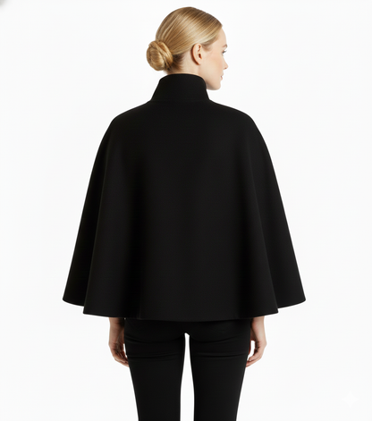 Long belted high collar relaxed coat for women | Elvire -10