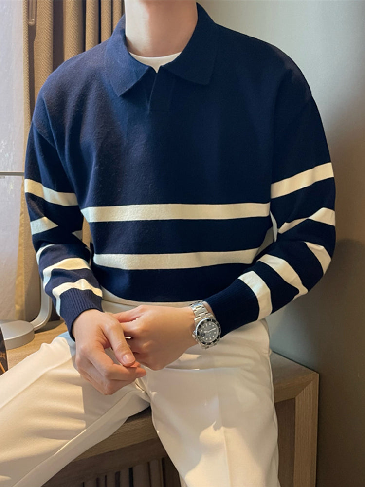 Striped casual sweater for men | Victor -1