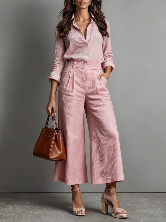 Capri & relaxed shirt linen pants for women | Maris -1