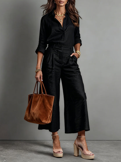 Capri & relaxed shirt linen pants for women | Maris -2