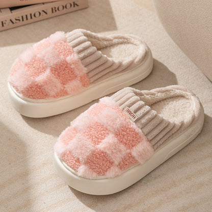 Winter cotton checked slippers for women | Janelle -5