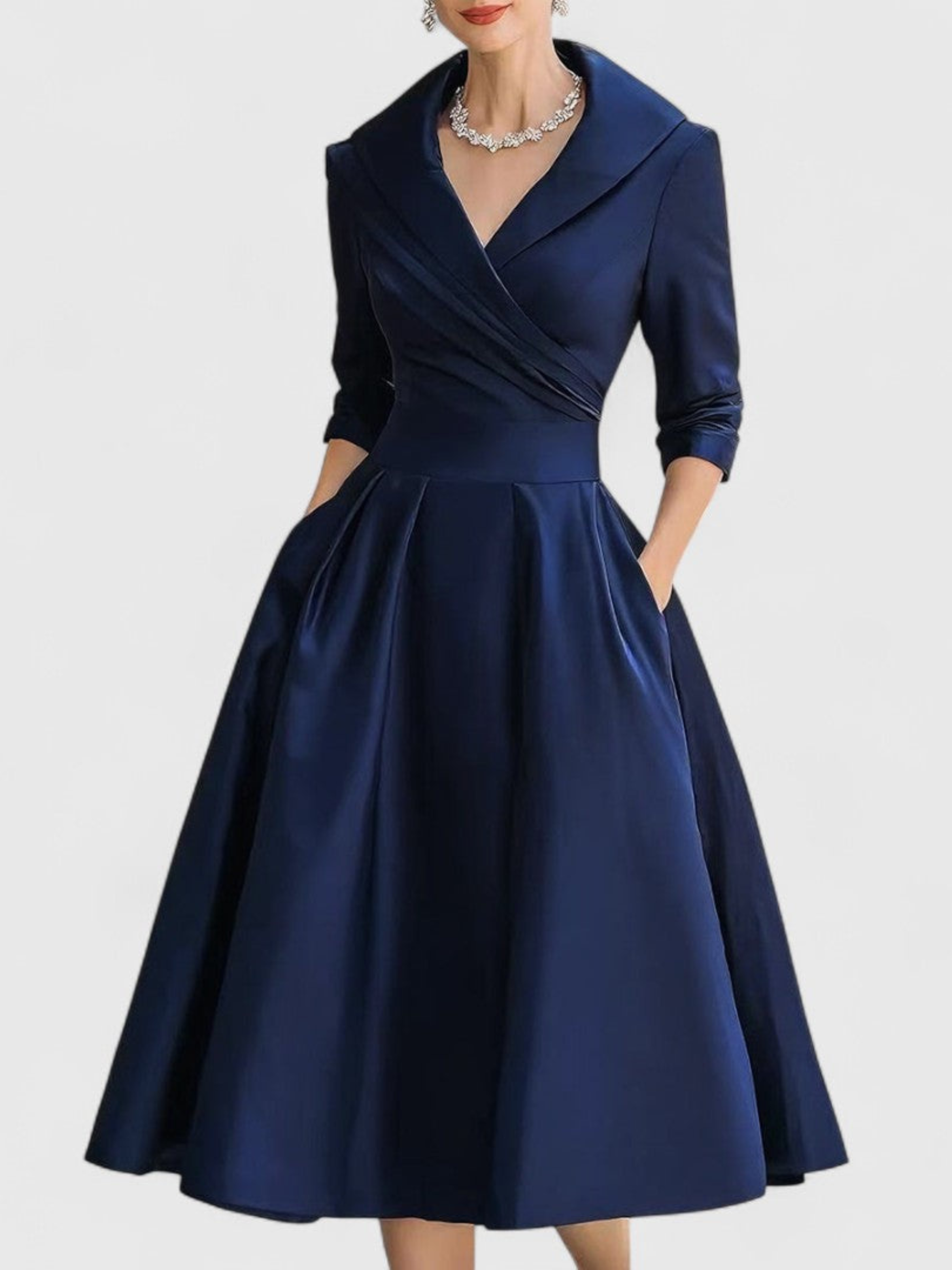 Elegant neckline crossed dress for women | Elise -1