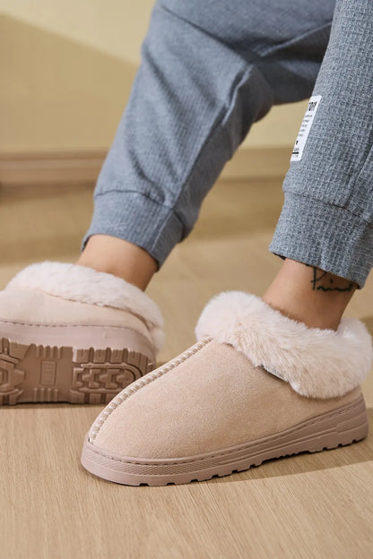 Slip-on faux fur slippers for women | Platform sole -14